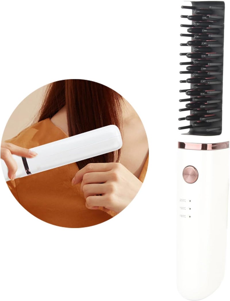 Filfeel Wireless Hair Straightener Brush Anti Scald Straightening Comb Multifunctional Hair Dressing Beard Straightener - 3 Levels Adjustable Temperature, USB Rechargeable, 30W - Image 5
