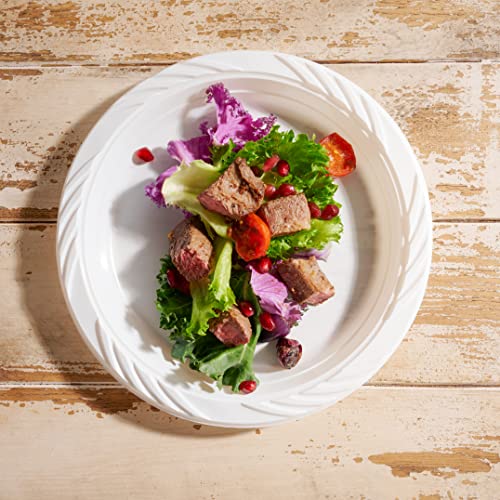 Munfix 200 White Plastic Plates Set - 9 Inch Disposable Dinner Plates Bulk Pack, for Party, BBQ, Picnic, Parties, Travel and Events, Microwavable Recyclable - Image 4