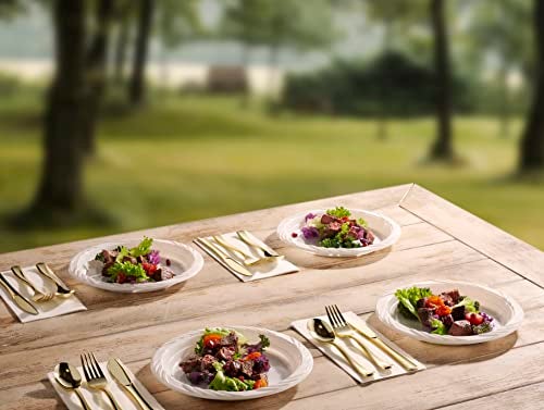 Munfix 200 White Plastic Plates Set - 9 Inch Disposable Dinner Plates Bulk Pack, for Party, BBQ, Picnic, Parties, Travel and Events, Microwavable Recyclable - Image 3