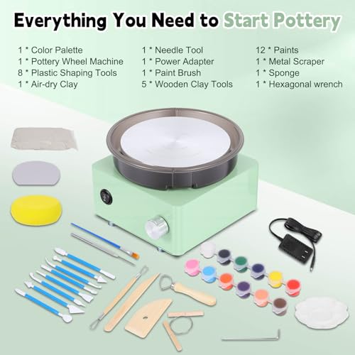 Olenyer Pottery Wheel for Kids: 6" Turntable 2-Way Rotation Mini Pottery Wheel, Removable Tray, Metal Frame, Christmas Gifts Pottery Kit for Beginners Teens Adults - Image 4