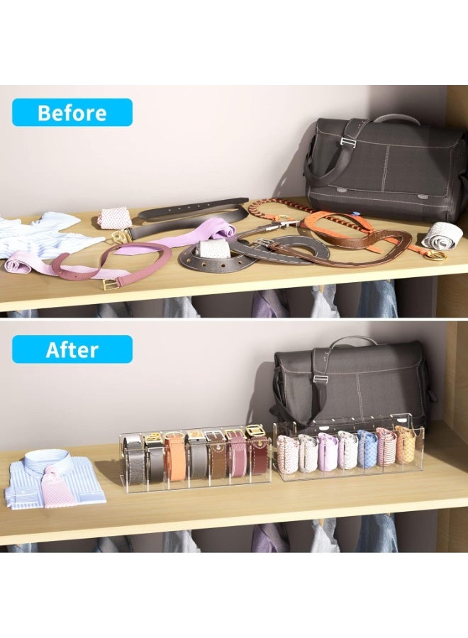 Slasa SLASA Acrylic Belt Organizer – 7-Compartment Closet Storage Holder for Belts, Ties & Bow Ties – Transparent Display Case for Wardrobe & Dresser  - Image 2
