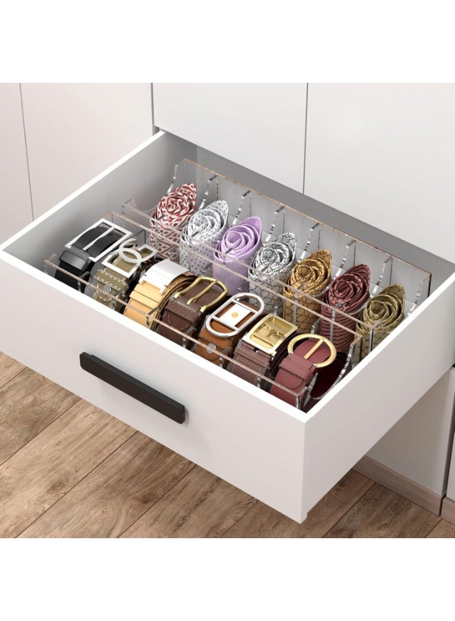Slasa SLASA Acrylic Belt Organizer – 7-Compartment Closet Storage Holder for Belts, Ties & Bow Ties – Transparent Display Case for Wardrobe & Dresser  - Image 3