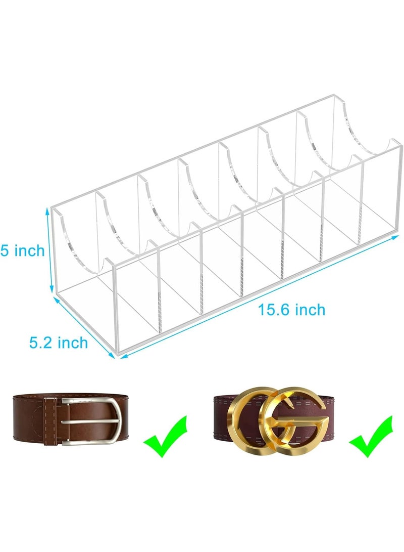 Slasa SLASA Acrylic Belt Organizer – 7-Compartment Closet Storage Holder for Belts, Ties & Bow Ties – Transparent Display Case for Wardrobe & Dresser  - Image 4