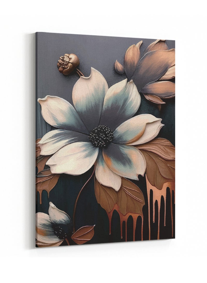 LOWHA Canvas Wall Art Stretched Over Wooden Frame with Elegant Flowers Painting  - Image 4