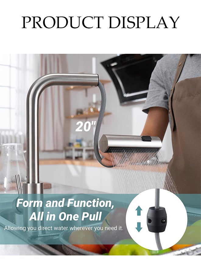 DUNISO Waterfall Kitchen Faucet with Pull Down Sprayer, 360° Swivel & Single Handle Matte Black,3 Modes, a Single Handle Pull Out Kitchen Faucet for RV, Bar, Farmhouse - Image 4