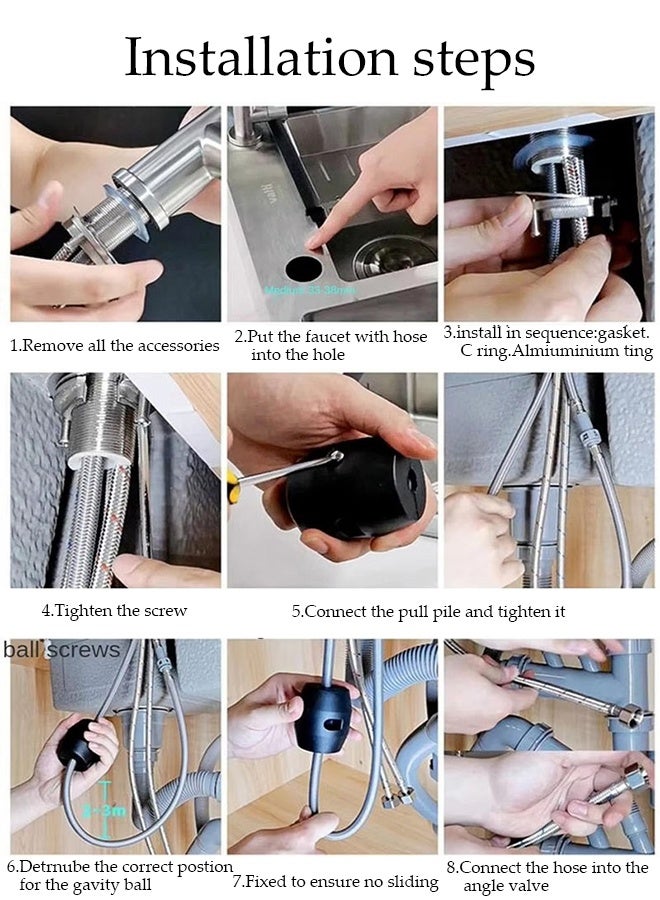 DUNISO Waterfall Kitchen Faucet with Pull Down Sprayer, 360° Swivel & Single Handle Matte Black,3 Modes, a Single Handle Pull Out Kitchen Faucet for RV, Bar, Farmhouse - Image 5