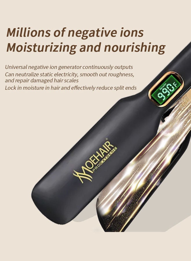 MoeHair Professional Ceramic Hair Straightener with Negative Ions & LCD DisplayExtra-Large Heating Plates for Healthy, Salon-Smooth Hair | Frizz Control & Heat Protection,MO-5079,Black - Image 2