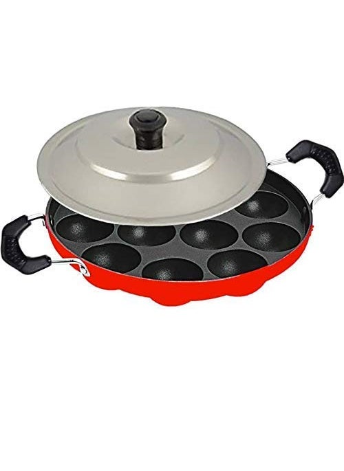 KD ZONE KD ZONENon Stick Aluminium Appam Maker 12 Cavity with Lid and Side Handle  - Image 5