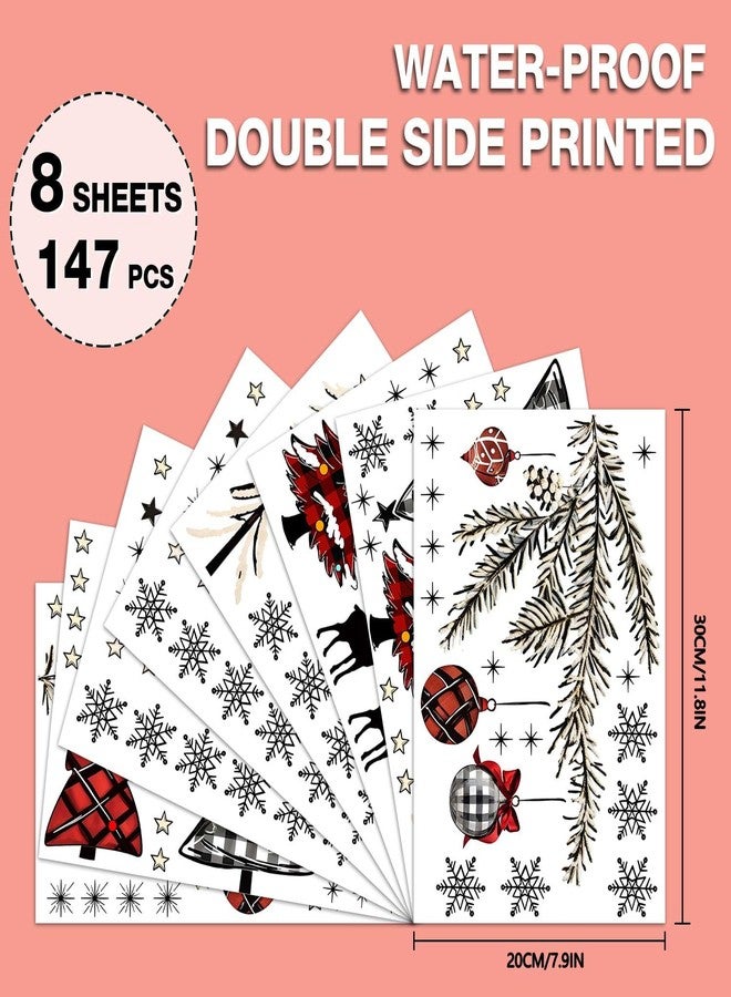 ميهوفوند ملصق نافذة عيد الميلاد الشتوي من MEHOFOND، 8 أوراق، شجرة عيد الميلاد منقوشة باللونين الأسود والأحمر، مناسبة لعطلات عيد الميلاد، لوازم الحفلات المنزلية، ديكور عرض زجاج نافذة المتجر - Image 2