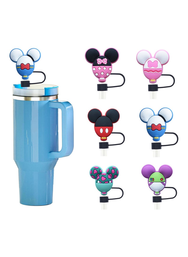 6-Piece Silicone Straw Lids Set for 30 and 40 Ounces Straws, 10mm 0.4 Inch Dust-Proof Reusable Straw Tip Covers - Image 1