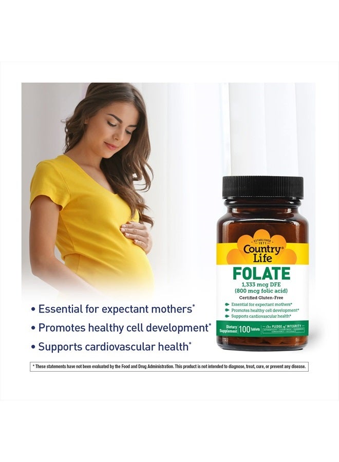 Country Life FOLATE Folic Acid 800 mcg, 100 Tablets - Image 4