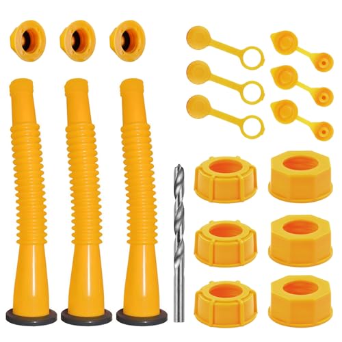 Zoolowua Gas Can Spout Replacement Kit Gas Can Nozzle Replacement 3 KitYellow All gaskets are installed and ready to use upon receipt For 12510 gallon gas can Easy and convenient to use - Image 1