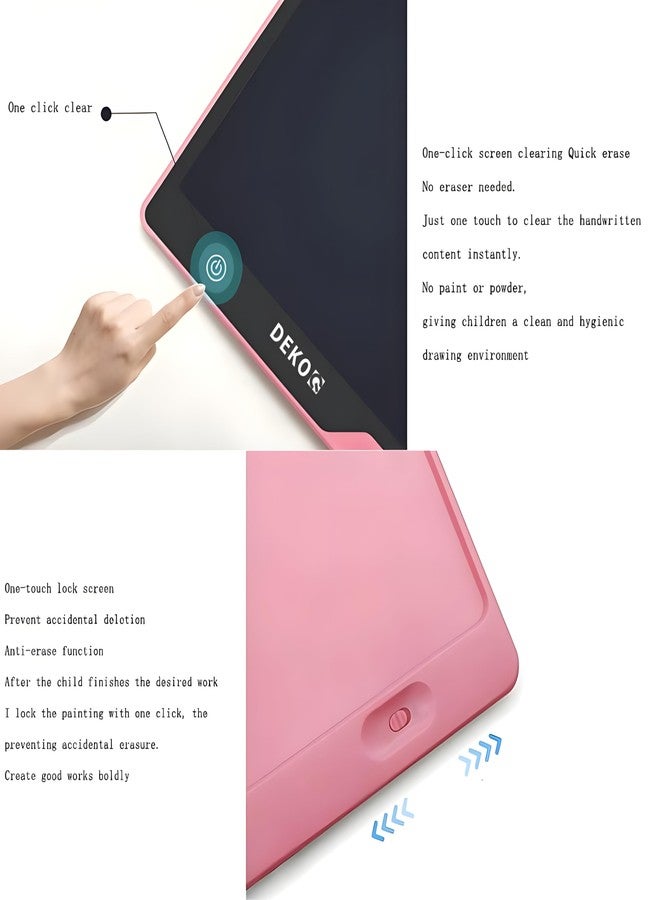 Dekoq Plastic 16 Inch USB Rechargeable Drawing Tablet Doodle Board for Kids, Reusable Electronic Drawing Pads Educational Toys for Girls, Educational Birthday Gift, Drawing Pad for Teen Girl (Pink) - Image 4