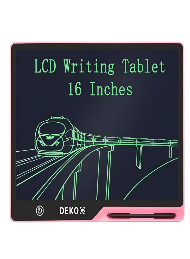 Dekoq Plastic 16 Inch USB Rechargeable Drawing Tablet Doodle Board for Kids, Reusable Electronic Drawing Pads Educational Toys for Girls, Educational Birthday Gift, Drawing Pad for Teen Girl (Pink) - Image 1