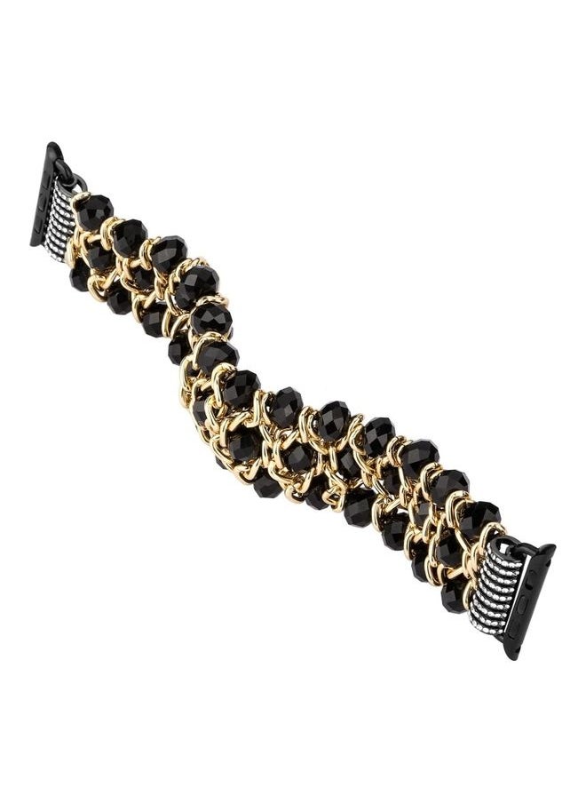 Captaintech Replacement Crystal Beaded Stretch Elastic Strap For Apple Watch iWatch Series 7/6/5/4/3/2/1 38/40/41MM Black  - Image 5