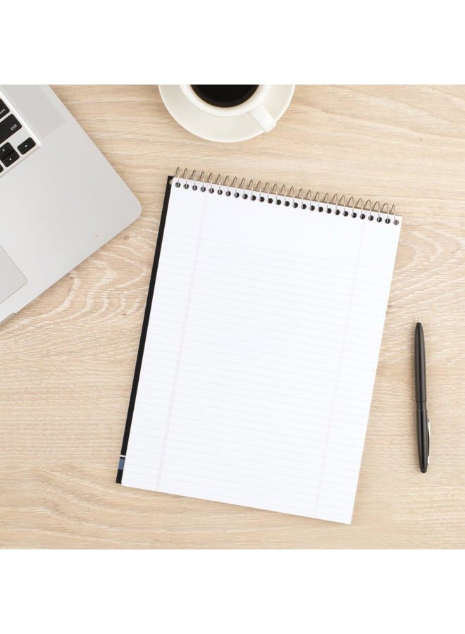 Cambridge Mead, Top Wirebound Spiral Notebook, College Ruled Memo NotePad, Stiff Back, Durable Cover Business Journal, 8-1/2" x 11", 70 Double-Sided Sheets, Navy (59882), White - Image 2