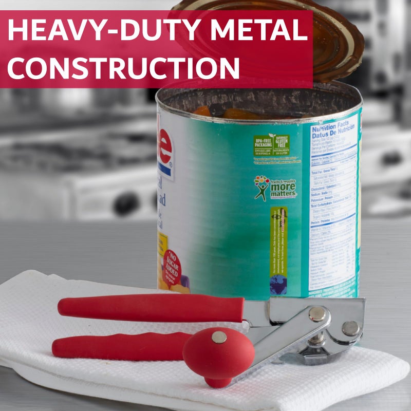 Chef-Master Commercial Can Opener, Heavy Duty Can Opener Manual for Large Cans With Anti-slip Grip, Kitchen Can Opener, Bottle and Can Opener, Professional Can Opener With Crank Handle (90056) - Image 2