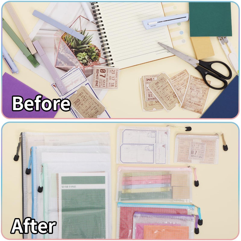 EOOUT 24pcs Mesh Zipper Pouch, Waterproof Zipper Bags, 8 Sizes Plastic Travel Pouch, 8 Colors, Multipurpose for Office Supplies and Travel Storage - Image 4