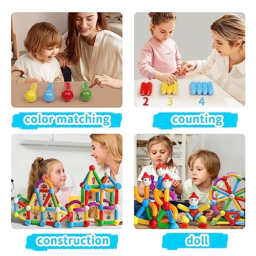 TOKBLOK Magnetic Blocks for 3 Years Old Girls Boys Magnetic Building Sticks Preschool Educational Learning STEM Toys Toddler Montessori Magnet Toys Kids Gift 76Pcs Starter Set - Image 5