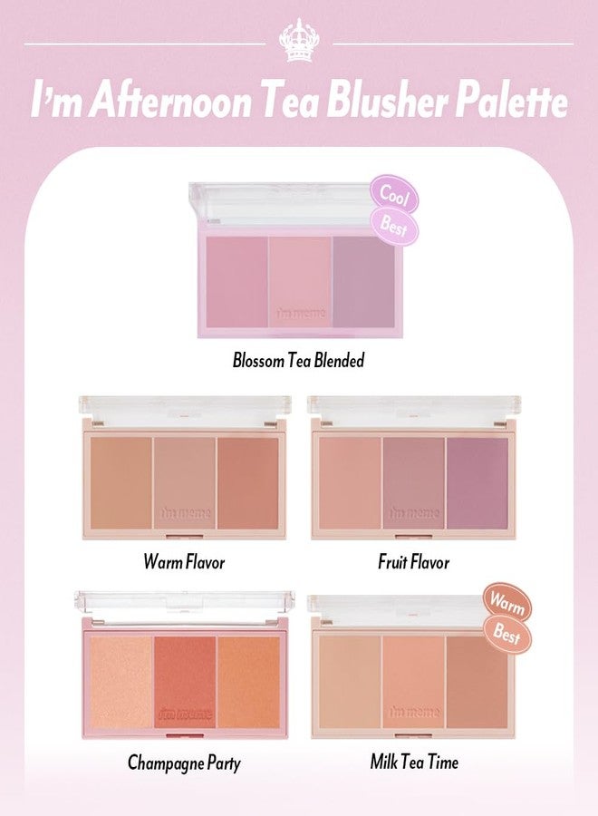 I'M MEME Blusher Palette - Afternoon Tea_Warm FLavor | Soft Pink, Peach, Lavender, 3 Shades Palette, Matte Powder, Face & Cheeks, For All Skin Tones, Powdery Finish, Lightweight Formula, 0.4 Oz - Image 5