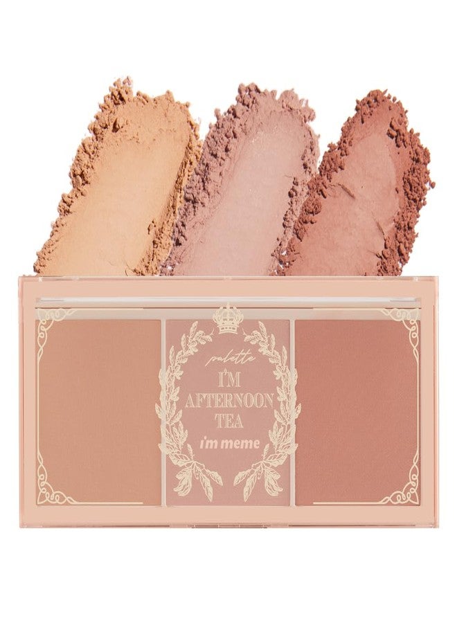 I'M MEME Blusher Palette - Afternoon Tea_Warm FLavor | Soft Pink, Peach, Lavender, 3 Shades Palette, Matte Powder, Face & Cheeks, For All Skin Tones, Powdery Finish, Lightweight Formula, 0.4 Oz - Image 1
