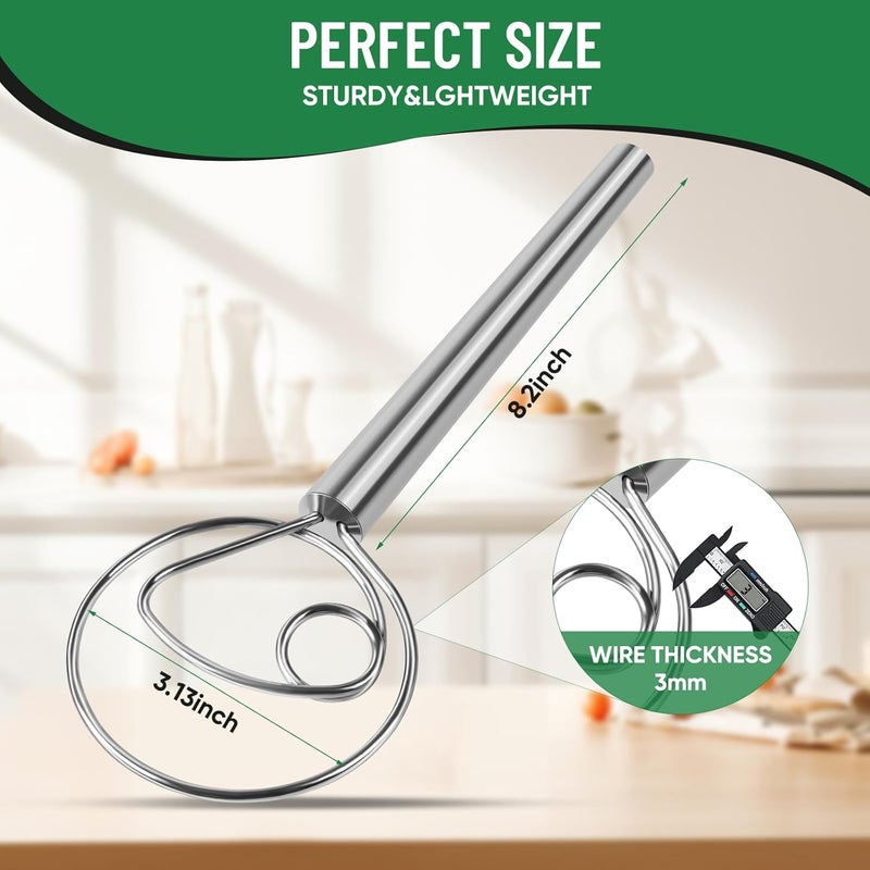 agttete Danish Dough Whisk Stainless Steel Hook Dutch Bread Mixer Hand Tool for Sourdough Baking Making Blending Pastry Pizza - Image 3
