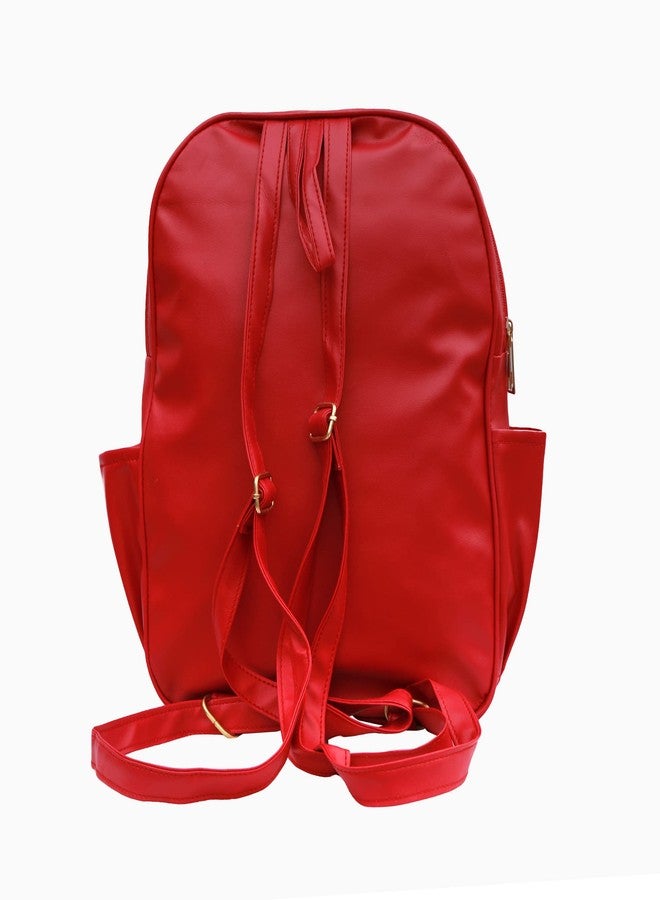 Hawai Elegant Design PU Leather Red Colour 7.5Litres Mini Small Casual College Bag Backpack for Girls Women Teen - Image 3