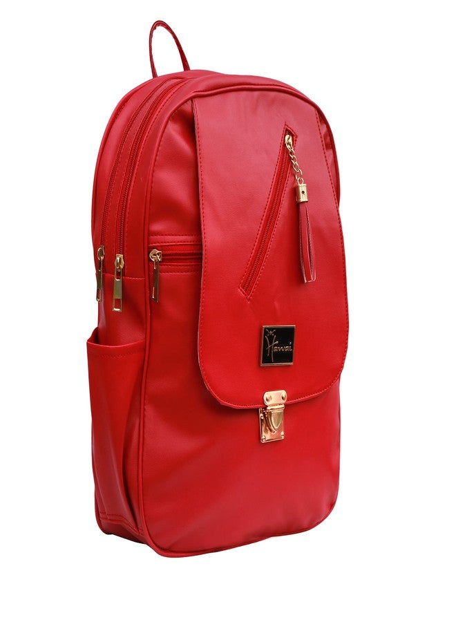 Hawai Elegant Design PU Leather Red Colour 7.5Litres Mini Small Casual College Bag Backpack for Girls Women Teen - Image 2