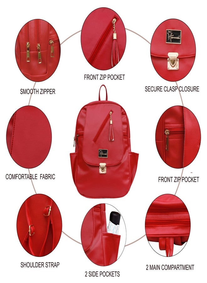 Hawai Elegant Design PU Leather Red Colour 7.5Litres Mini Small Casual College Bag Backpack for Girls Women Teen - Image 4