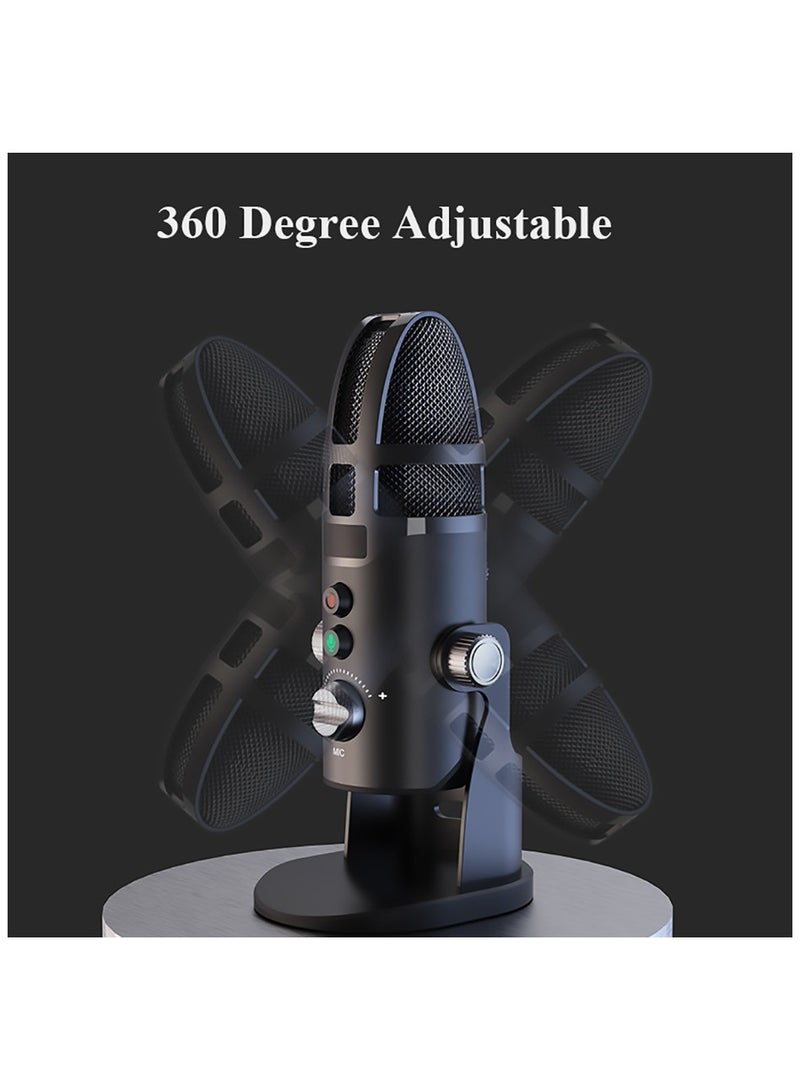 Gaming USB Microphone for PC PS5, Condenser Mic with Quick Mute, RGB Lighting, Gain Control, for Podcasts, Twitch, YouTube, Discord - Image 4