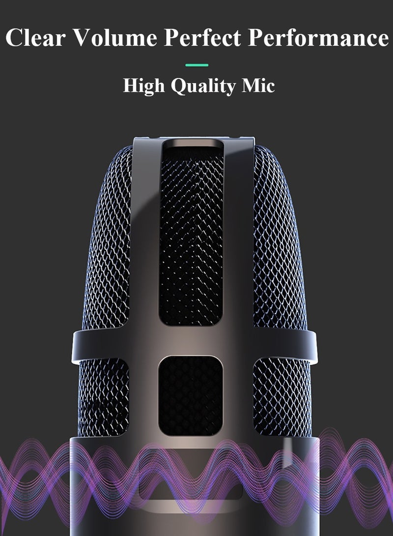 Gaming USB Microphone for PC PS5, Condenser Mic with Quick Mute, RGB Lighting, Gain Control, for Podcasts, Twitch, YouTube, Discord - Image 5