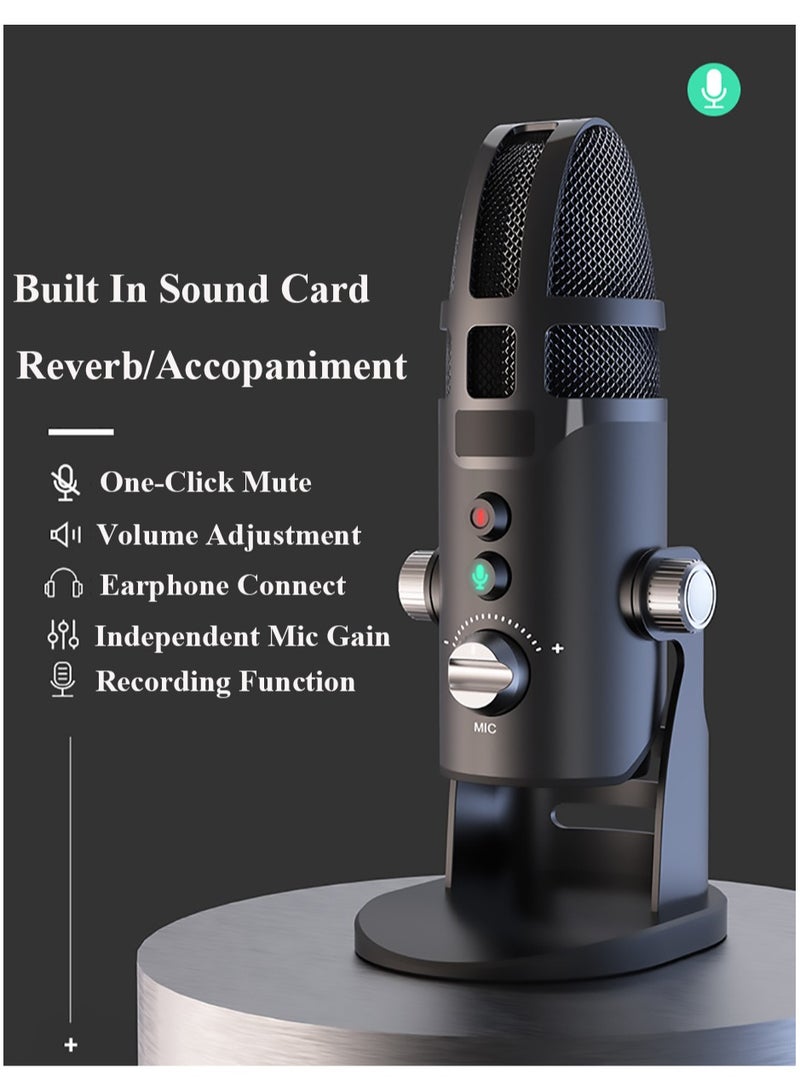 Gaming USB Microphone for PC PS5, Condenser Mic with Quick Mute, RGB Lighting, Gain Control, for Podcasts, Twitch, YouTube, Discord - Image 2