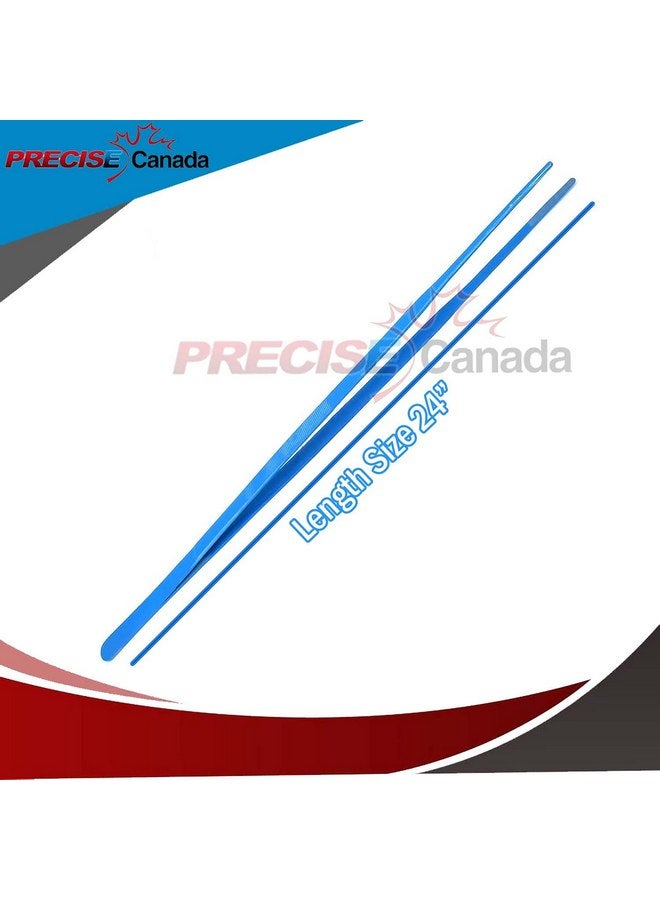 PRECISE CANADA 24" Extra Long Straight Aquarium Tweezers, Feeding Tongs, Stainless Steel Blue - Image 3