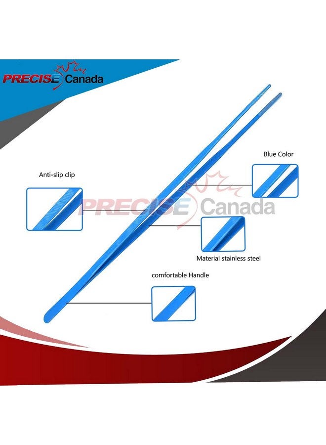 PRECISE CANADA 24" Extra Long Straight Aquarium Tweezers, Feeding Tongs, Stainless Steel Blue - Image 2