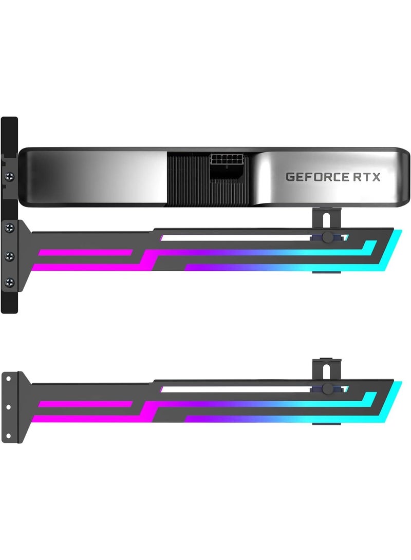 upHere Adjustable ARGB GPU Support Bracket, GPU Brace Support, 5V 3Pin Addressable GPU Holder, RGB GPU Support Stand, GPU Support Video Card Holder Bracket, Adjustable Length and Height GPU Stand (Black) - Image 1