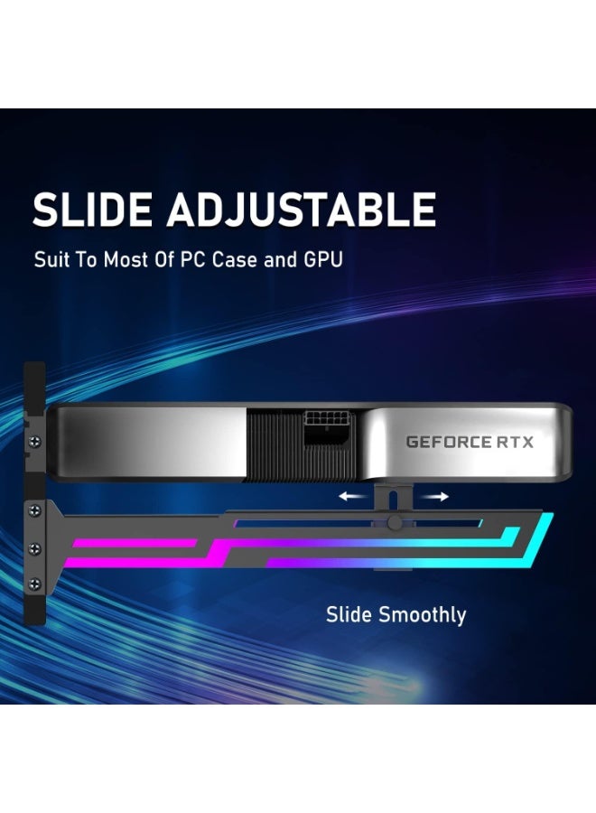 upHere Adjustable ARGB GPU Support Bracket, GPU Brace Support, 5V 3Pin Addressable GPU Holder, RGB GPU Support Stand, GPU Support Video Card Holder Bracket, Adjustable Length and Height GPU Stand (Black) - Image 4