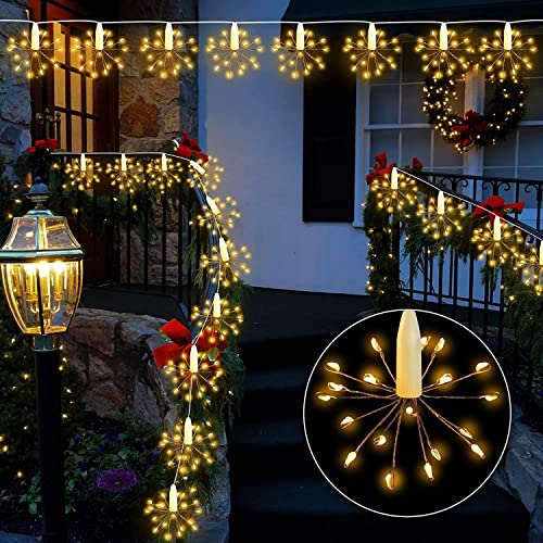Litehom Starbursts Light, 10 Bright Starbursts Design Sparckle 10Ft with 8 Mode USB Operated for Diwali, Home Decoration, Birthday, Christmas Tree, New Year, Bedroom Light (Warm White) - Image 1
