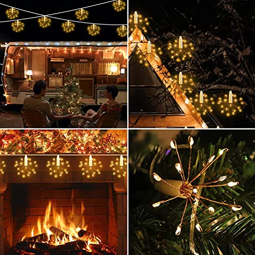 Litehom Starbursts Light, 10 Bright Starbursts Design Sparckle 10Ft with 8 Mode USB Operated for Diwali, Home Decoration, Birthday, Christmas Tree, New Year, Bedroom Light (Warm White) - Image 4