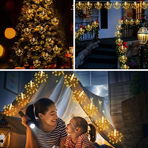 Litehom Starbursts Light, 10 Bright Starbursts Design Sparckle 10Ft with 8 Mode USB Operated for Diwali, Home Decoration, Birthday, Christmas Tree, New Year, Bedroom Light (Warm White) - Image 5