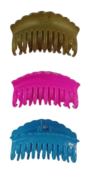Generic Beauty Tool Big size Claw Clip for women and girls Hair Accessories pack of 3 Multi color  - Image 1