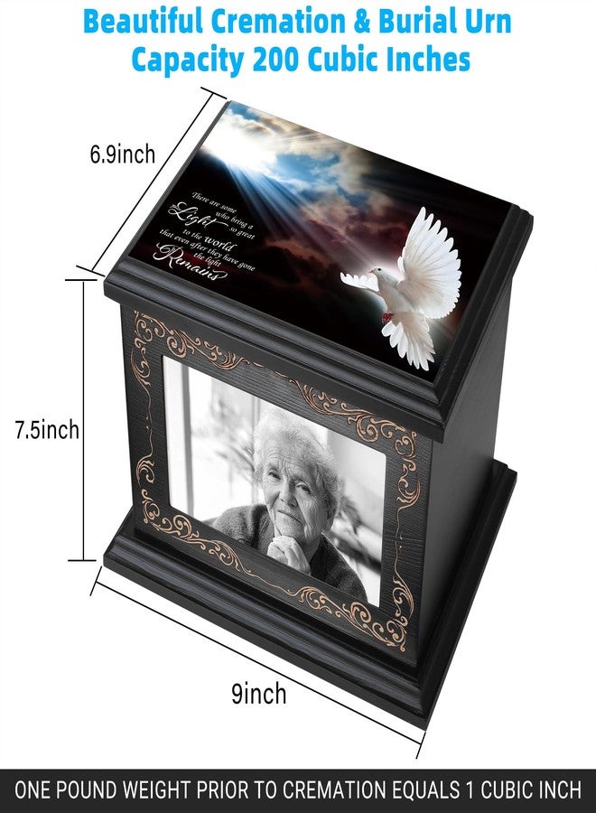 ADMLC Cremation Urns for Human Ashes Adult Male or Female, Funeral Memorial Urns for Ashes with Photo Frame, Wooden Urns Box and Casket for Men Women, Burial Urn for Adults Up to 200 IBS - Image 2