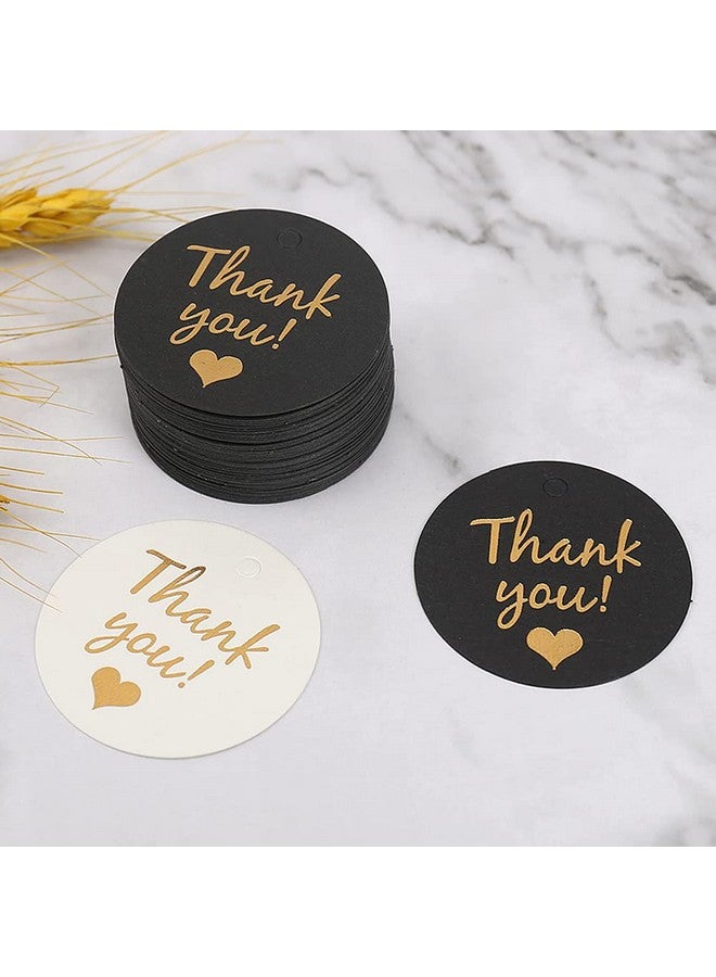 SUKPSY 100 Pcs Thank You Tags Round Gold Foil Fonts Stamping Gift Tags Kraft Baking Tags For Christmas,Wedding Party ,Thanksgiving,Baby Shower,Diy Arts Crafts (Black) - Image 2