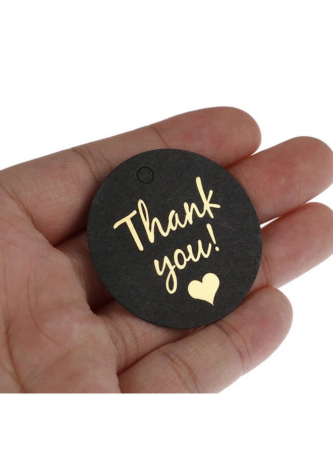 SUKPSY 100 Pcs Thank You Tags Round Gold Foil Fonts Stamping Gift Tags Kraft Baking Tags For Christmas,Wedding Party ,Thanksgiving,Baby Shower,Diy Arts Crafts (Black) - Image 3