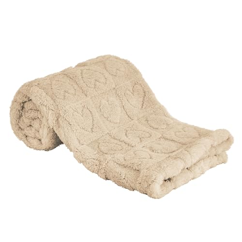 Yurhap Fleece Baby Blanket Heart Checkered, Ultra Soft Cozy Baby Blankets for Boys Girls, Fluffy Infant Toddler Newborn Receiving Gifts for Crib Stroller 30"x40" (Khaki) - Image 1