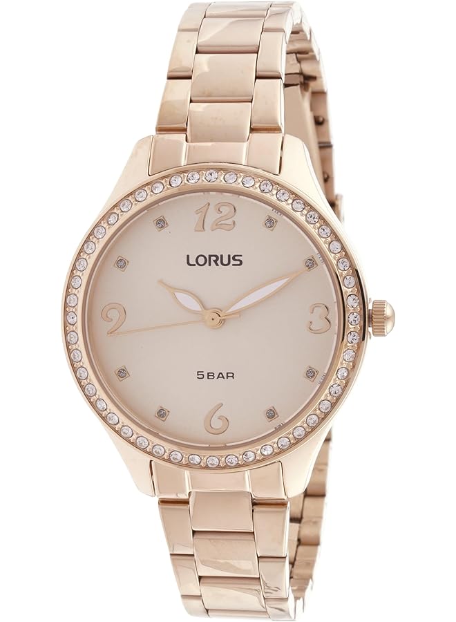 لوراس ساعة كوارتز تناظرية من الفولاذ المقاوم للصدأ بمينا بلون الشمبانيا الفاتح للنساء RG234TX9 - Image 1