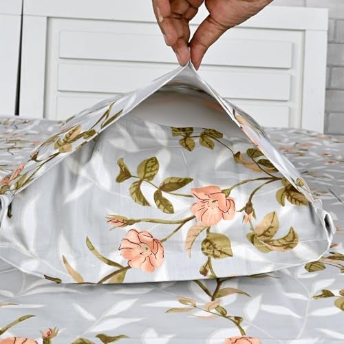 Divine Casa 200 TC 100% Cotton King Size Bedsheet | 270 x 270 cm | Premium Soft Fabric | Elegant Design for Modern Bedroom Decor | Includes 2 Pillow Covers - Image 3