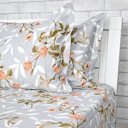 Divine Casa 200 TC 100% Cotton King Size Bedsheet | 270 x 270 cm | Premium Soft Fabric | Elegant Design for Modern Bedroom Decor | Includes 2 Pillow Covers - Image 2