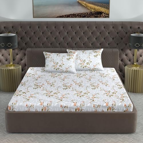 Divine Casa 200 TC 100% Cotton King Size Bedsheet | 270 x 270 cm | Premium Soft Fabric | Elegant Design for Modern Bedroom Decor | Includes 2 Pillow Covers - Image 1