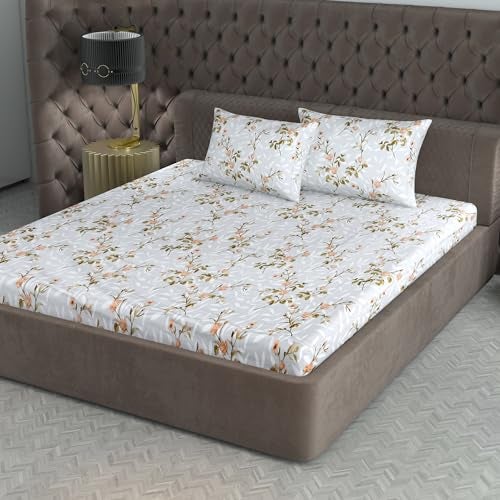 Divine Casa 200 TC 100% Cotton King Size Bedsheet | 270 x 270 cm | Premium Soft Fabric | Elegant Design for Modern Bedroom Decor | Includes 2 Pillow Covers - Image 4