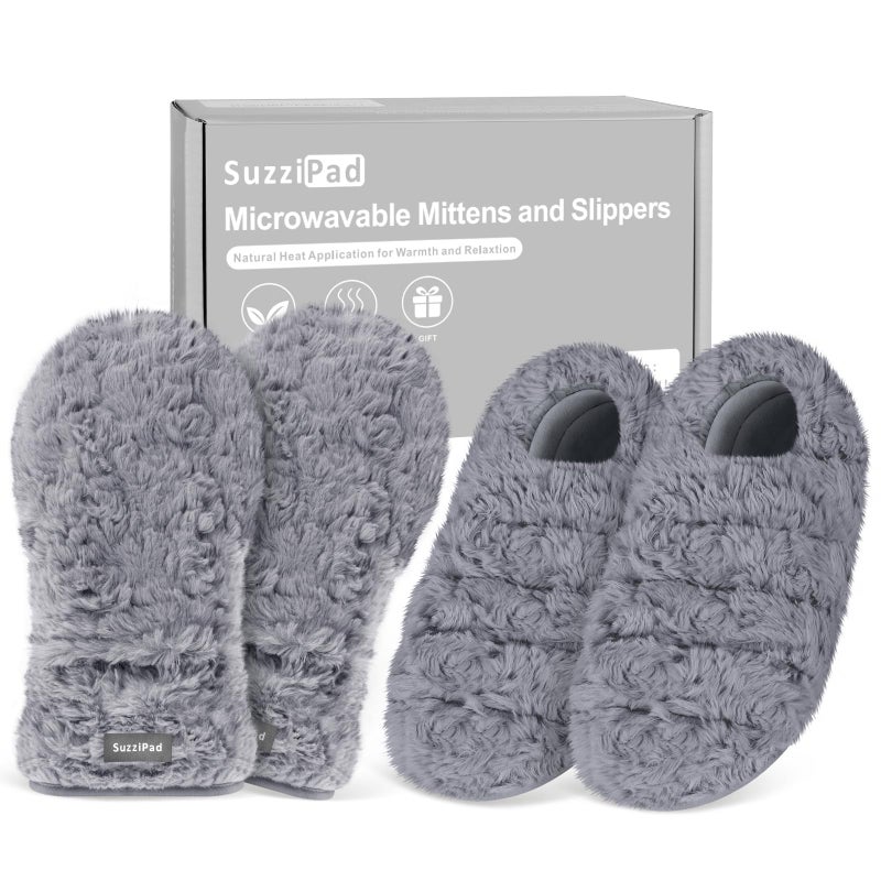 SuzziPad Microwavable Mittens and Heated Slippers Microwave for Fatigue Soothing, Heated Foot Warmer for Cold Day, Heated Mittens for Discomfort Hands, Thoughtfully Warm Option for Women & Men, S/M - Image 1